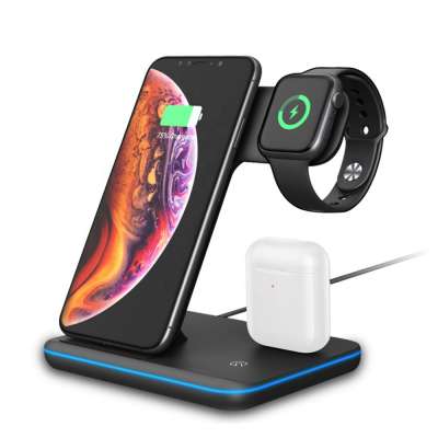 3 in 1 wireless charger stand QI fast charger for Apple iphone iwatch airpods